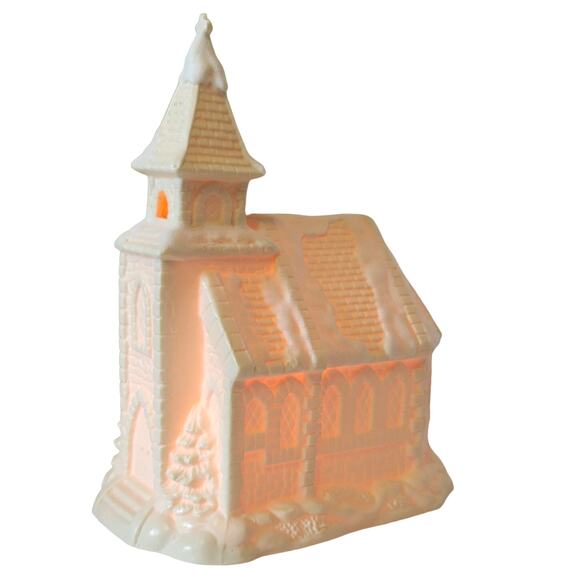 Enesco Christmas Village Church Lighted Decoration Village Glowing Light Vintage - Picture 1 of 16